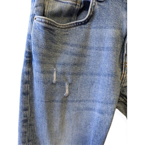 Womens Bootlegger Medium Wash Denim Blue Jeans High Waisted Distressed Size 30 - Picture 6 of 9